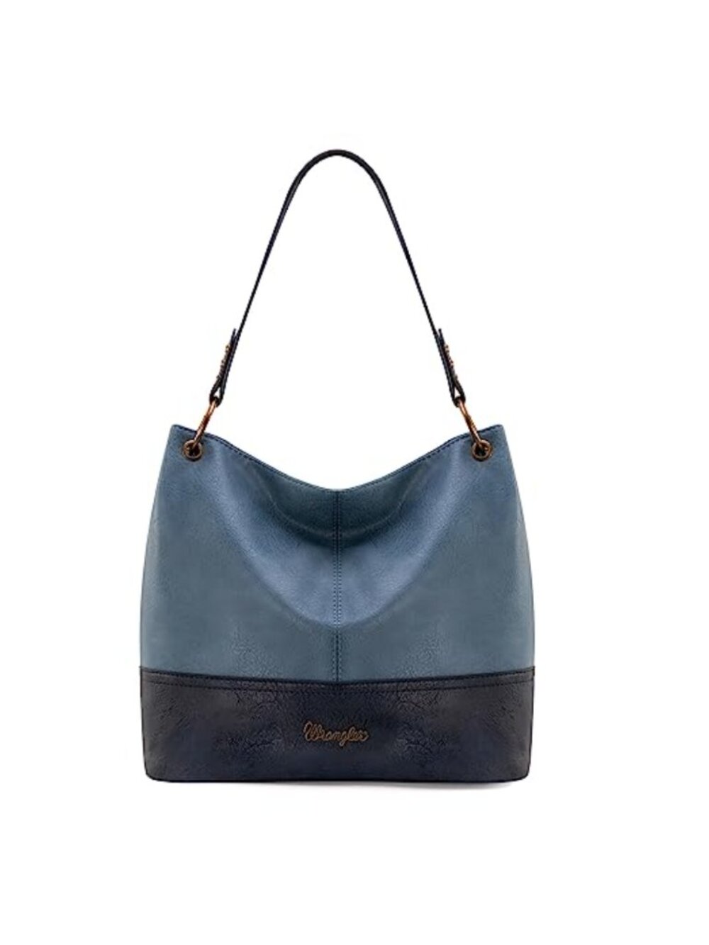 Vegan Leather Hobo Bag Wide Strap Shoulder Purse Two Tone Handbag